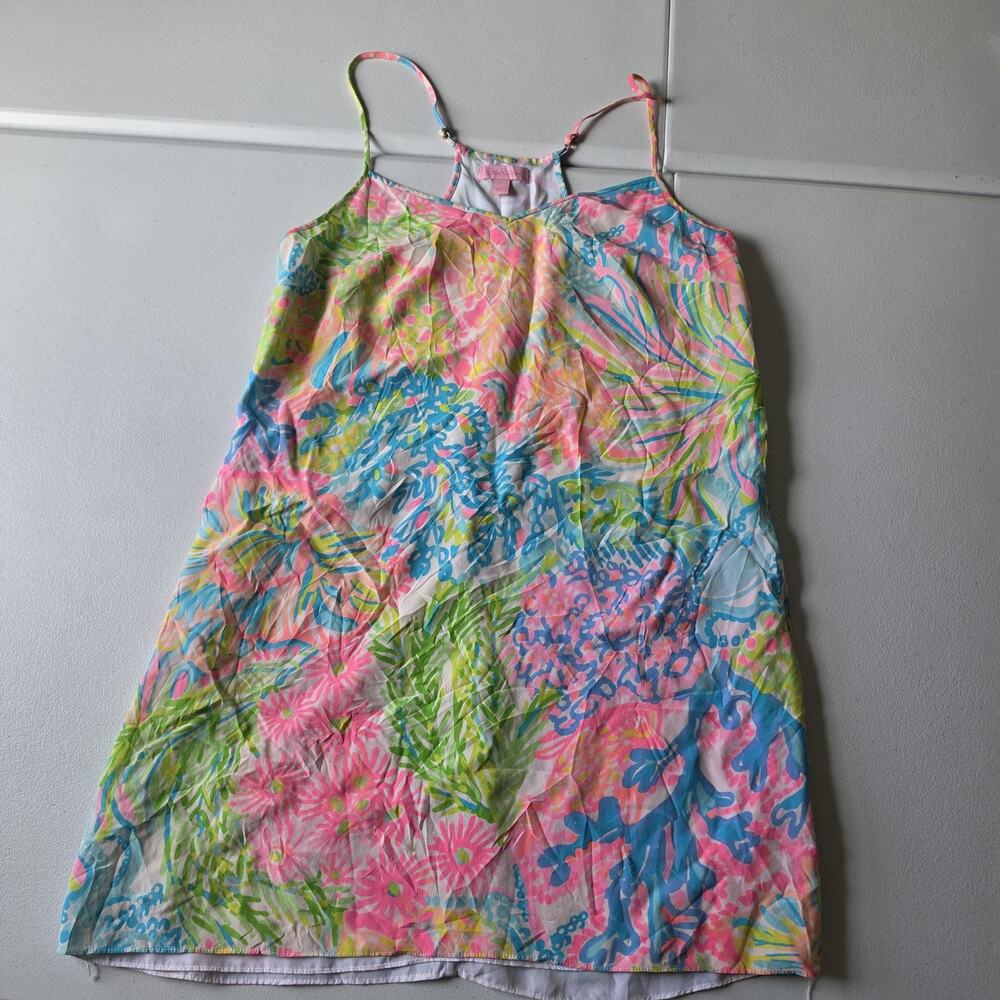 Lilly Pulitzer Dress Womens S Multicolor Silk Slip Sundress Floral Tropical